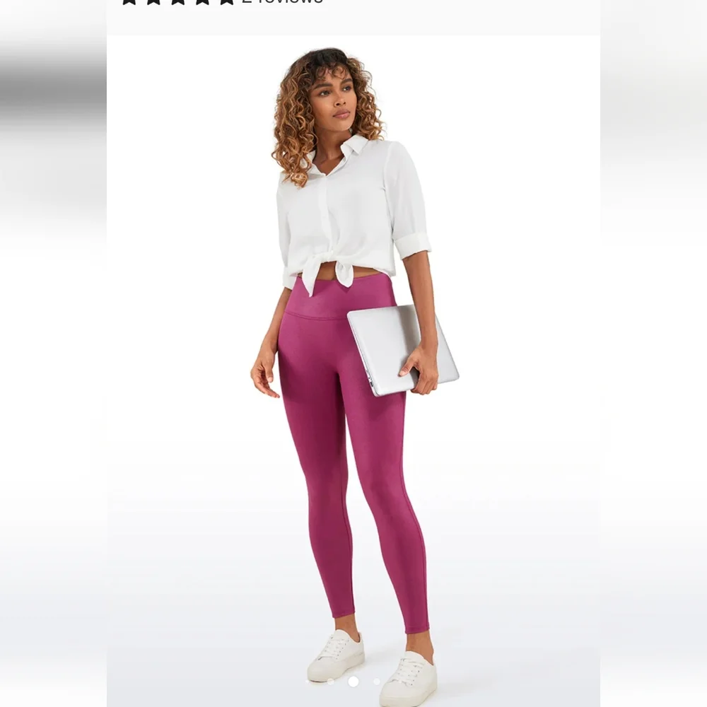 CRZ YOGA Women's High-Waisted Purple Leggings - Picture 3 of 4